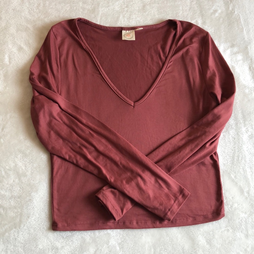 Dusty rose long sleeve crop top